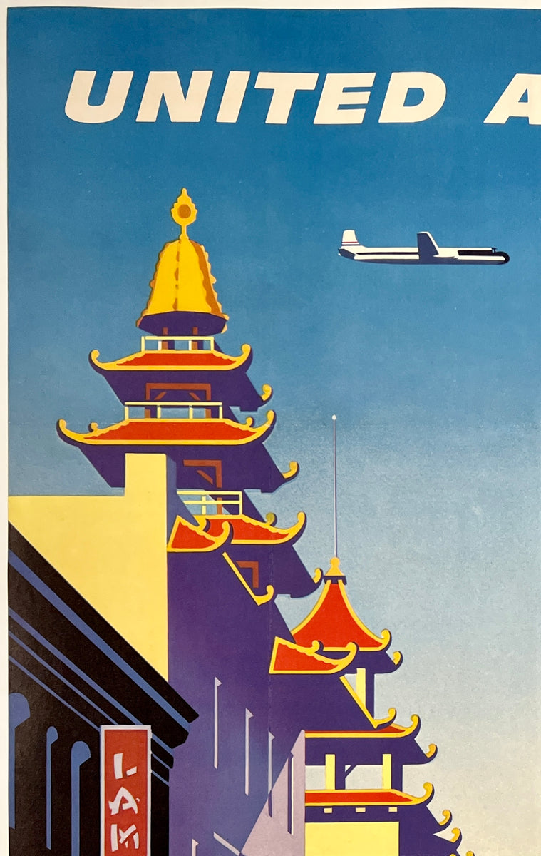 Original Vintage Poster UNITED AIR LINES - SAN FRANCISCO