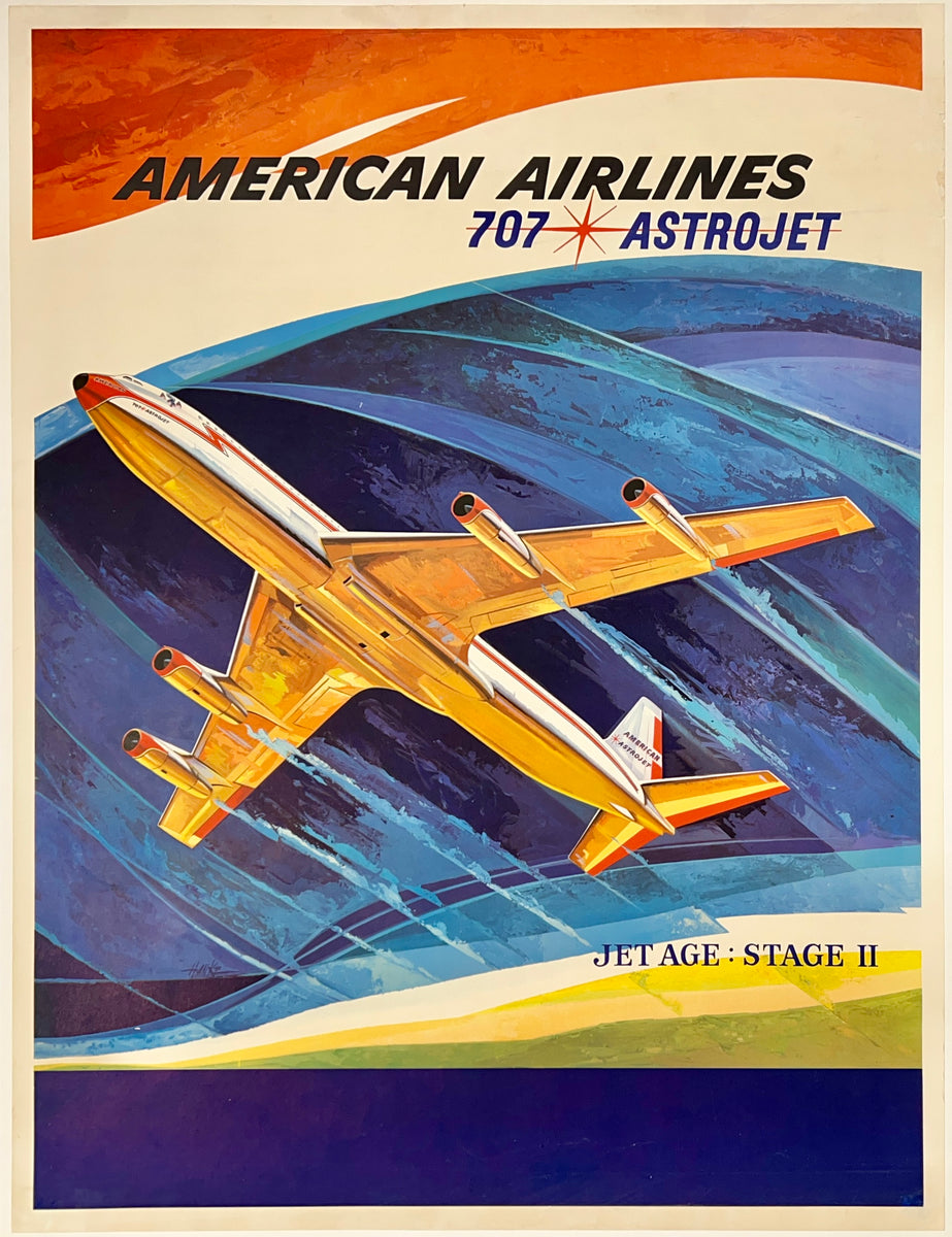 AMERICAN AIRLINES Poster 707 ASTROJET – CHICAGO VINTAGE POSTERS