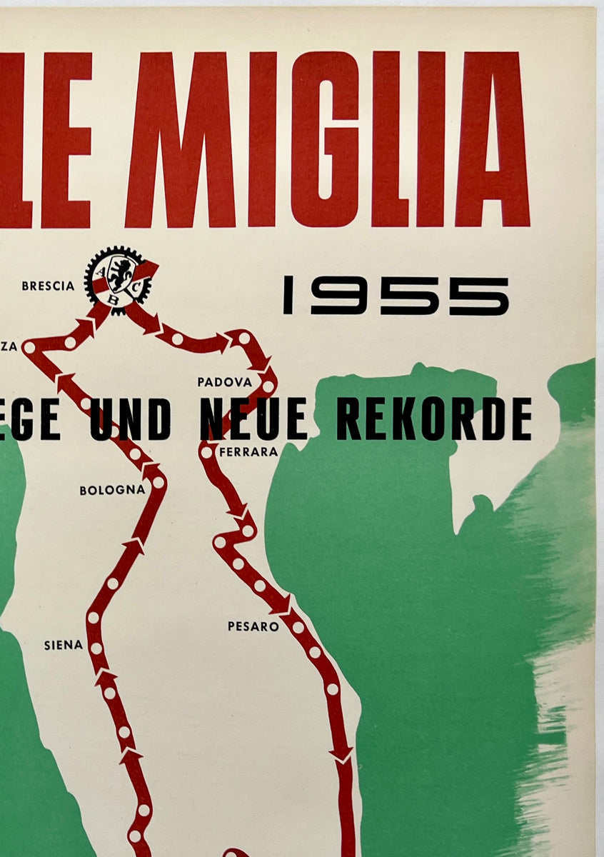 Original Vintage Poster PORSCHE - XXII. MILLE MIGLIA 1955 - CLASS