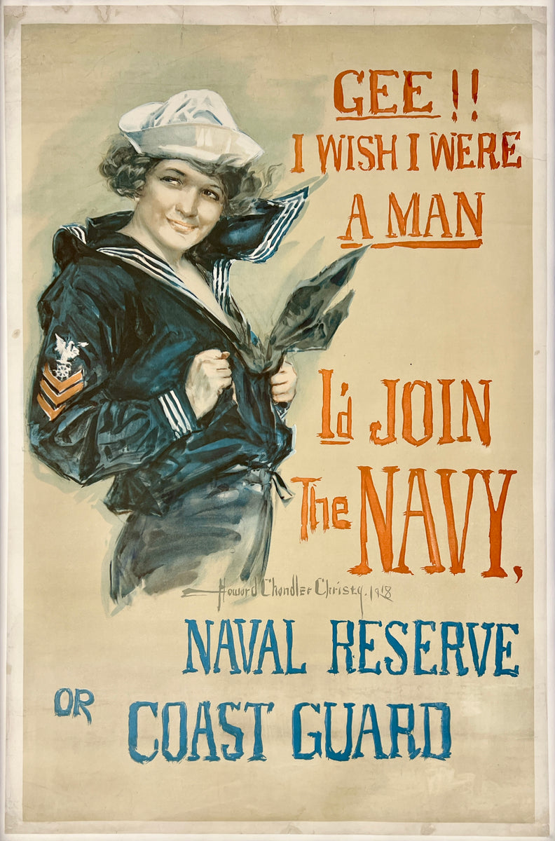 PROPAGANDA シングレット ビキニ セット XXL Navy GEE!! I WISH I WERE A MAN Poster I'D JOIN THE NAVY - World War I