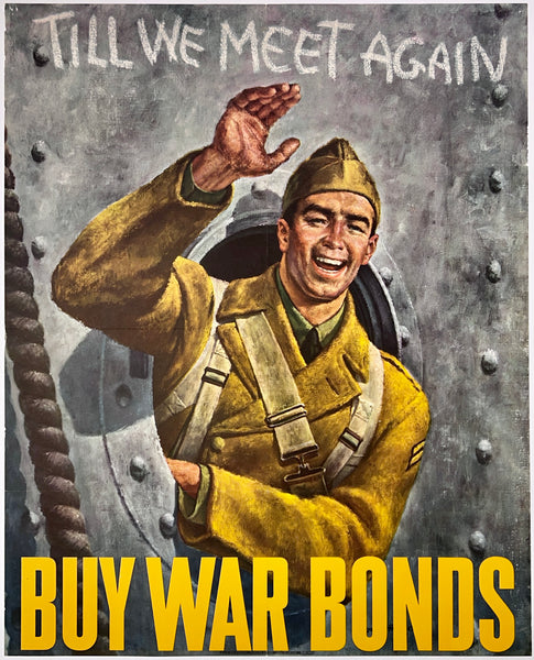 Original vintage Buy War Bonds linen backed American USA World War II propaganda poster plakat affiche circa 1942.