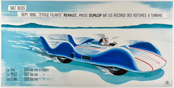 Original vintage Salt Beds / "Etoile Filante" Renault Shooting Star 1956 linen backed auto poster plakat affice.