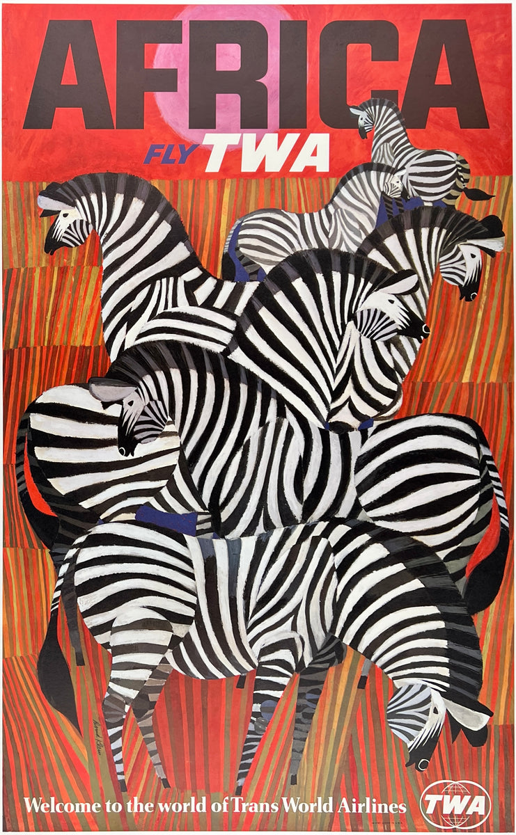 Original Vintage Poster AFRICA - FLY TWA - WELCOME TO THE WORLD OF