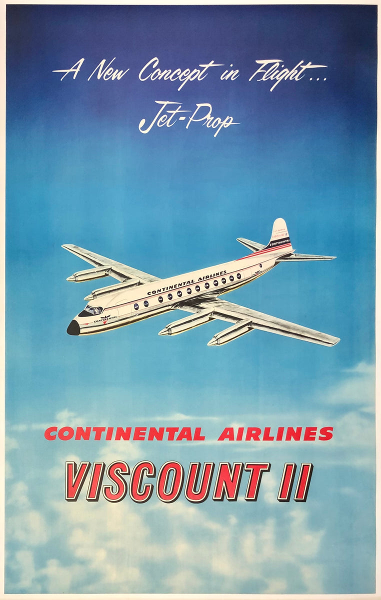 Vintage continental airlines posters Clearance