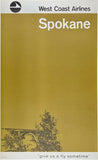 Original vintage West Coast Airlines Spokane linen backed airline aviation travel and tourism poster affiche plakat by artist Franc Wilson circa 1960s.
