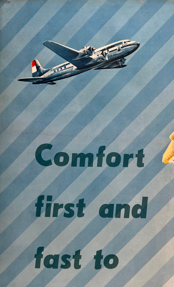 Original Vintage Poster COMFORT FIRST AND FAST TO AFRICA - KLM