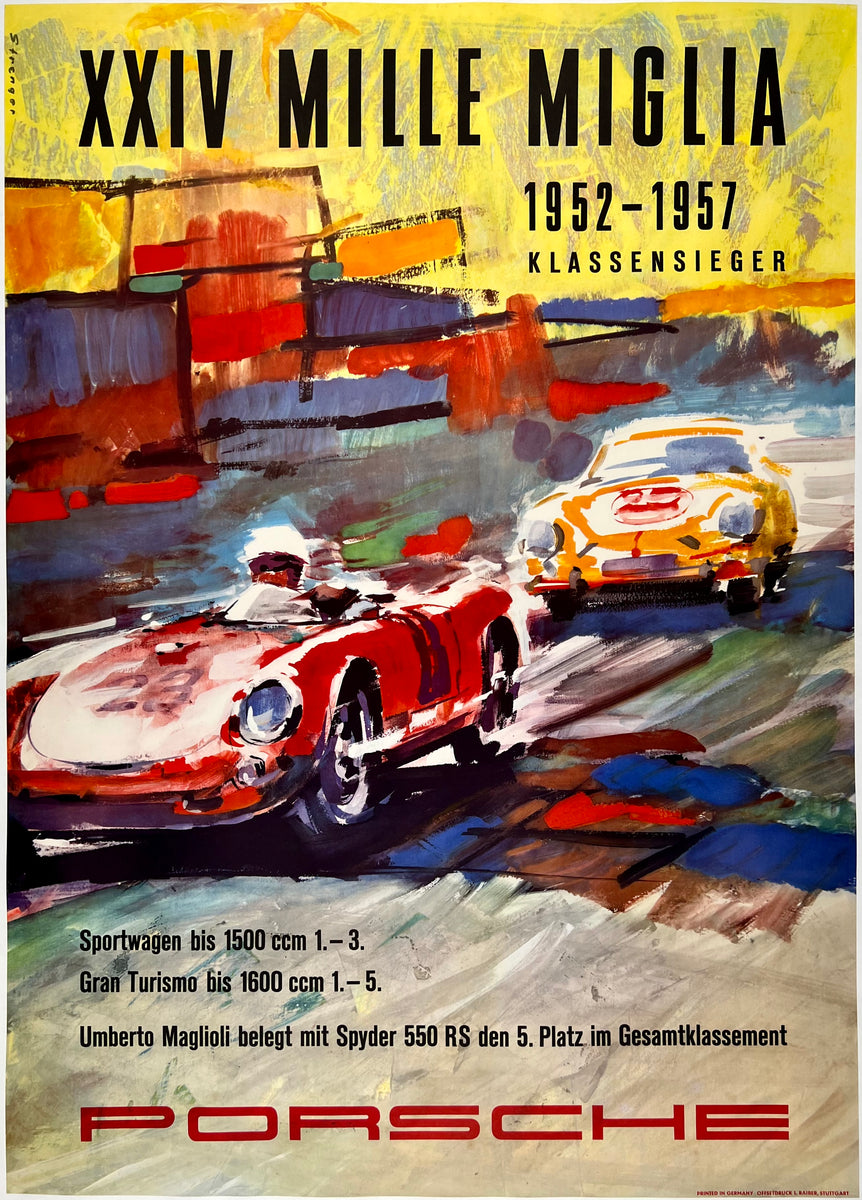 Original Vintage Poster PORSCHE - XXIV MILLE MIGLIA - 1952-1957