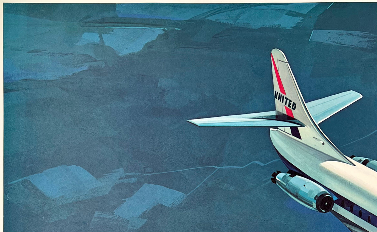 Original Vintage Poster UNITED AIRLINES - CARAVELLE â CHICAGO VINTAGE POSTERS