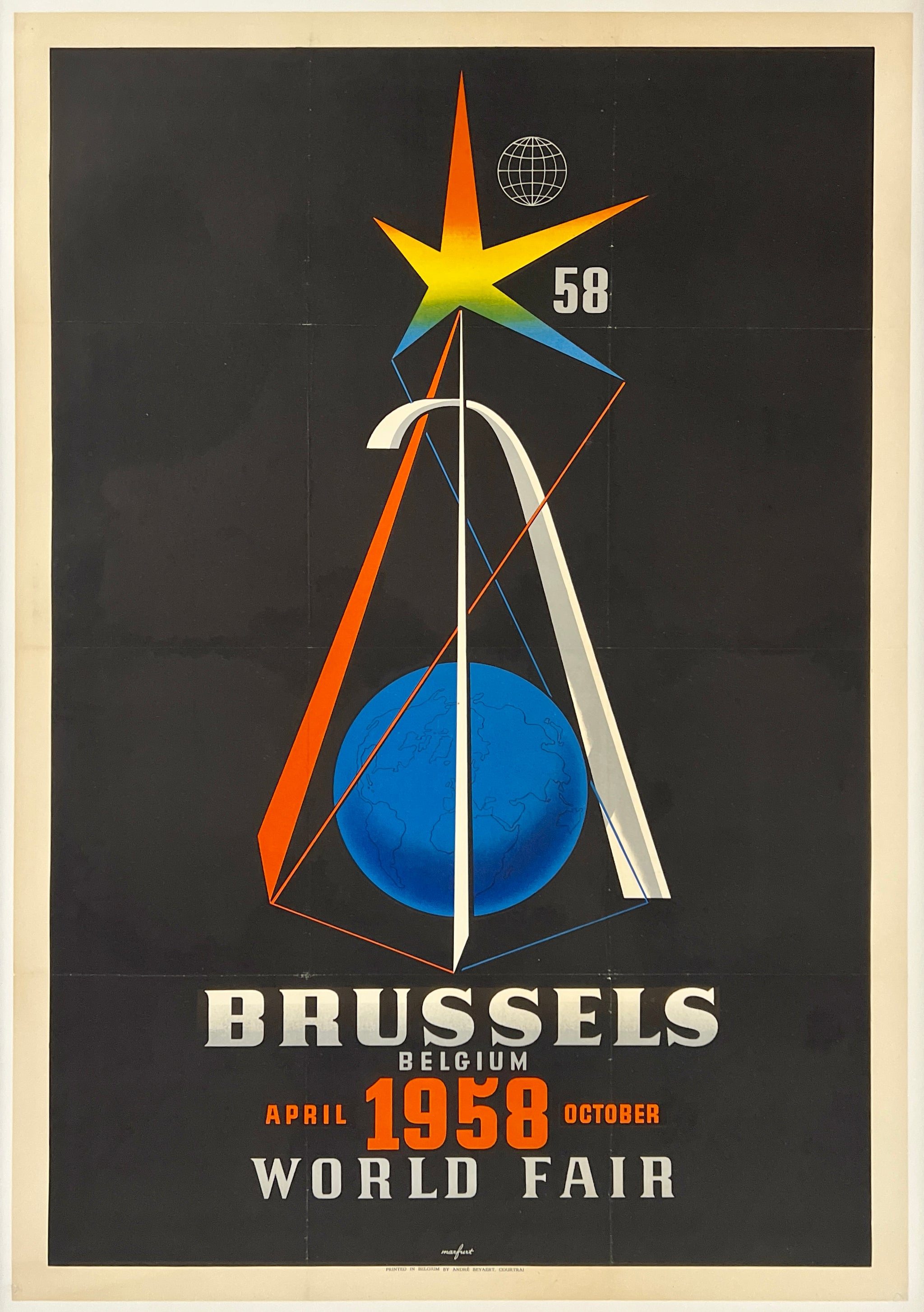 BRUSSELS Poster BELGIUM 1958 WORLD'S FAIR – CHICAGO VINTAGE POSTERS