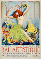 Extremely rare original vintage BAL ARTISTIQUE - KOKOON ARTS CLUB 1935 linen backed art deco invitation poster to Kokoon's annual party in Cleveland, Ohio circa 1926.