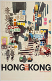 Rare authentic original vintage THE ORIENT IS HONG KONG - BRITISH CROWN COLONY linen backed Asia travel and tourism poster by artist Dong Kingman circa 1961.