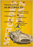 Original vintage Mercedes Benz - XXII. Mille Miglia 1955 linen backed automobile car racing showroom poster plakat affiche by artist Anton Stankowski circa 1955.