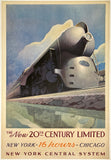 Iconic authentic original vintage THE NEW 20th CENTURY LIMITED - NEW YORK CENTRAL SYSTEM New York Central Lines linen backed American railway travel and tourism art deco railroad poster by artist Leslie Ragan, circa 1939.