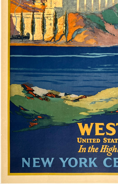 1920s Art Deco Chicago Vintage Style NY Central Line Travel Poster - UK 1920s Art Deco Chicago Vintage Style NY Central Line Travel Poster - UK