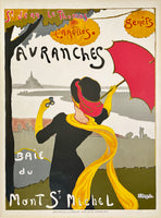 Rare antique original vintage AVRANCHES - MONT ST. MICHEL linen backed art nouveau poster plakat affiche by artist Albert Bergevin circa 1920.