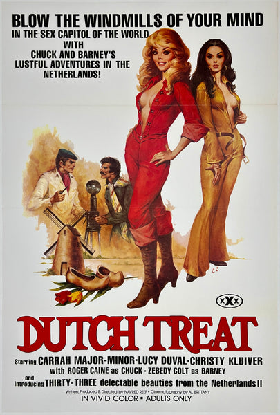 Original vintage DUTCH TREAT - BLOW THE WINDMILLS OF YOUR MIND adults only erotic X-rated erotica linen backed one sheet movie poster circa 1977.