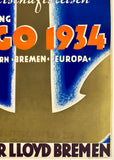 CHICAGO WORLD'S FAIR 1934 - NORDDEUTSCHER LLOYD BREMEN - A CENTURY OF PROGRESS