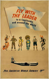 Authentic original vintage PAN AM CLIPPER - FLY WITH THE LEADER - PAN AMERICAN WORLD AIRWAYS linen backed travel and tourism poster plakat affiche circa 1950s.