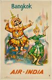 Vintage Air India advertisement featuring traditional dancers with 'Bangkok' text