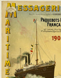 MESSAGERIES MARITIMES - PAQUEBOTS-POSTER FRANCAIS 1908