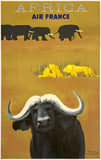Authentic original vintage AFRICA - AIR FRANCE linen backed travel and tourism poster plakat affiche by artist Paul Colin, circa 1956.
