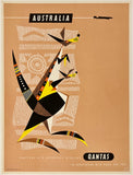 Original vintage Australia Qantas linen backed travel and tourism poster plakat affiche by artist Harry Rogers circa 1960s.