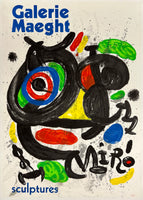 Original vintage JOAN MIRO - SCULPTURES - GALERIE MAEGHT linen backed French exhibition travel affiche poster plakat circa 1970.