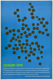 Blue poster with black circular patterns and 'ocean ore' text on a blue background