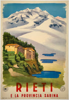Rare authentic original vintage RIETI - E LA PROVINCIA SABINA - ITALY linen backed Italian tourism poster plakat affiche manifesto printed circa 1947.