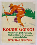Vintage-style poster with a skier in the snow and motivational text.