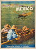 Original vintage Mexico linen backed Mexican travel and Juarez tourism poster plakat affiche by artist Pineda circa 1948.