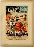 Vintage concert poster for 'Concert des Ambassadeurs' with dancers and text on a beige background