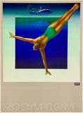 Original vintage 1980 OLYMPIC GAMES - LEVI'S - MOSCOW - AUSTRALIA - Swimming & Diving linen backed sports travel and tourism poster circa 1979.