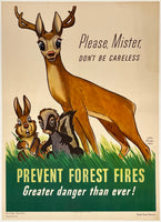 PLEASE, MISTER, DON'T BE CARELESS - PREVENT FOREST FIRES - WALT DISNEY