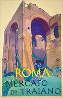 Rare authentic original vintage ROMA MERCATO DI TRAIANO ENIT linen backed Italian travel and tourism poster plakat affiche manifesto by artist Vittorio Grassi printed circa 1928.