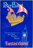 Rare and authentic original vintage PETER PAN - FANTASYLAND - DISNEYLAND linen backed hand-pulled silkscreen Disneyland attraction poster plakat affiche printed circa 1950s.