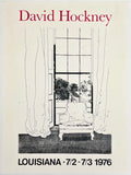 Artistic depiction of a room with a chair and window, featuring the name 'David Hockney' and event details.