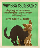 Vintage-style poster with a cat and dog illustration and motivational text on a green background