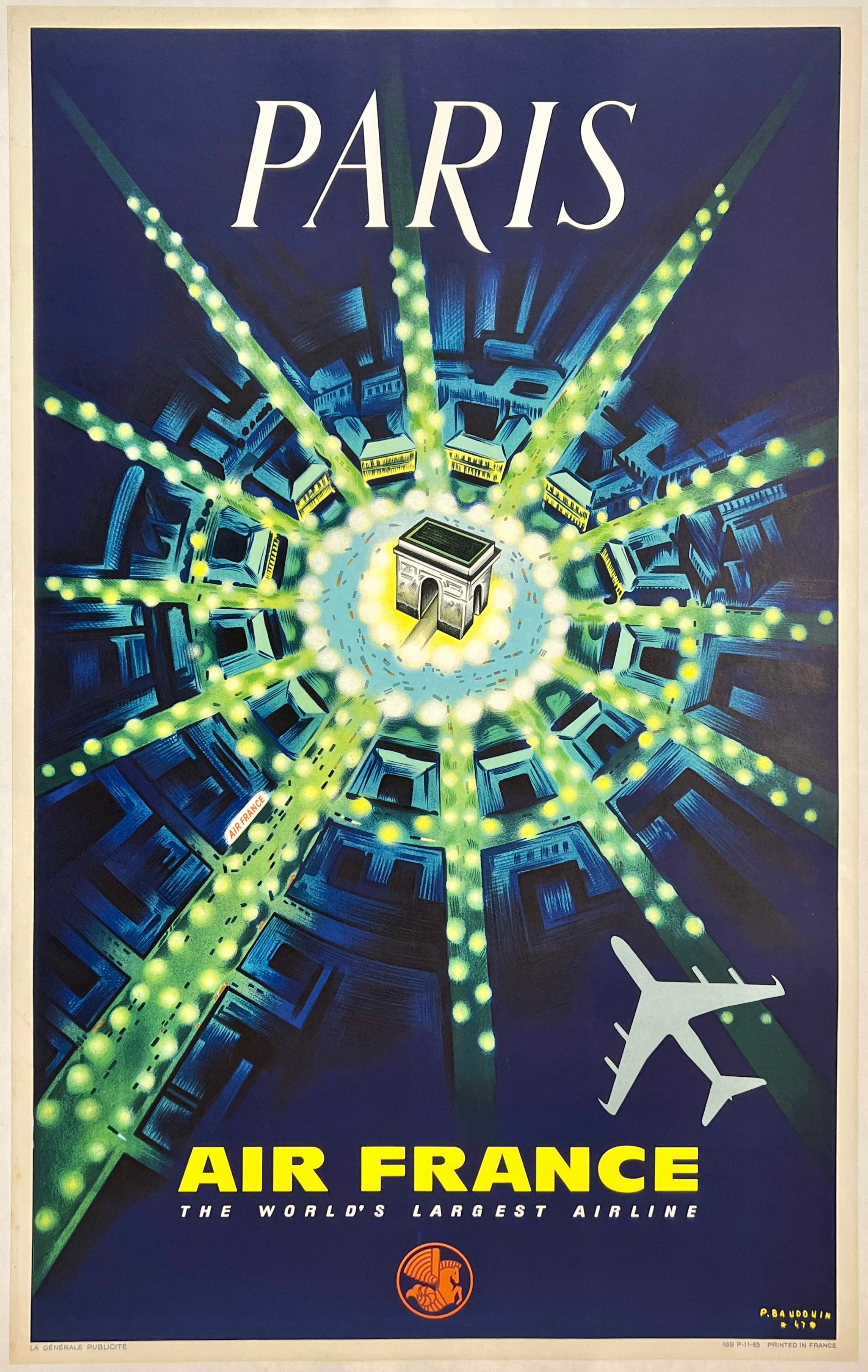 PARIS Poster AIR FRANCE – CHICAGO VINTAGE POSTERS