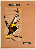 Original vintage Australia Qantas linen backed travel and tourism poster plakat affiche by artist Harry Rogers circa 1960s.
