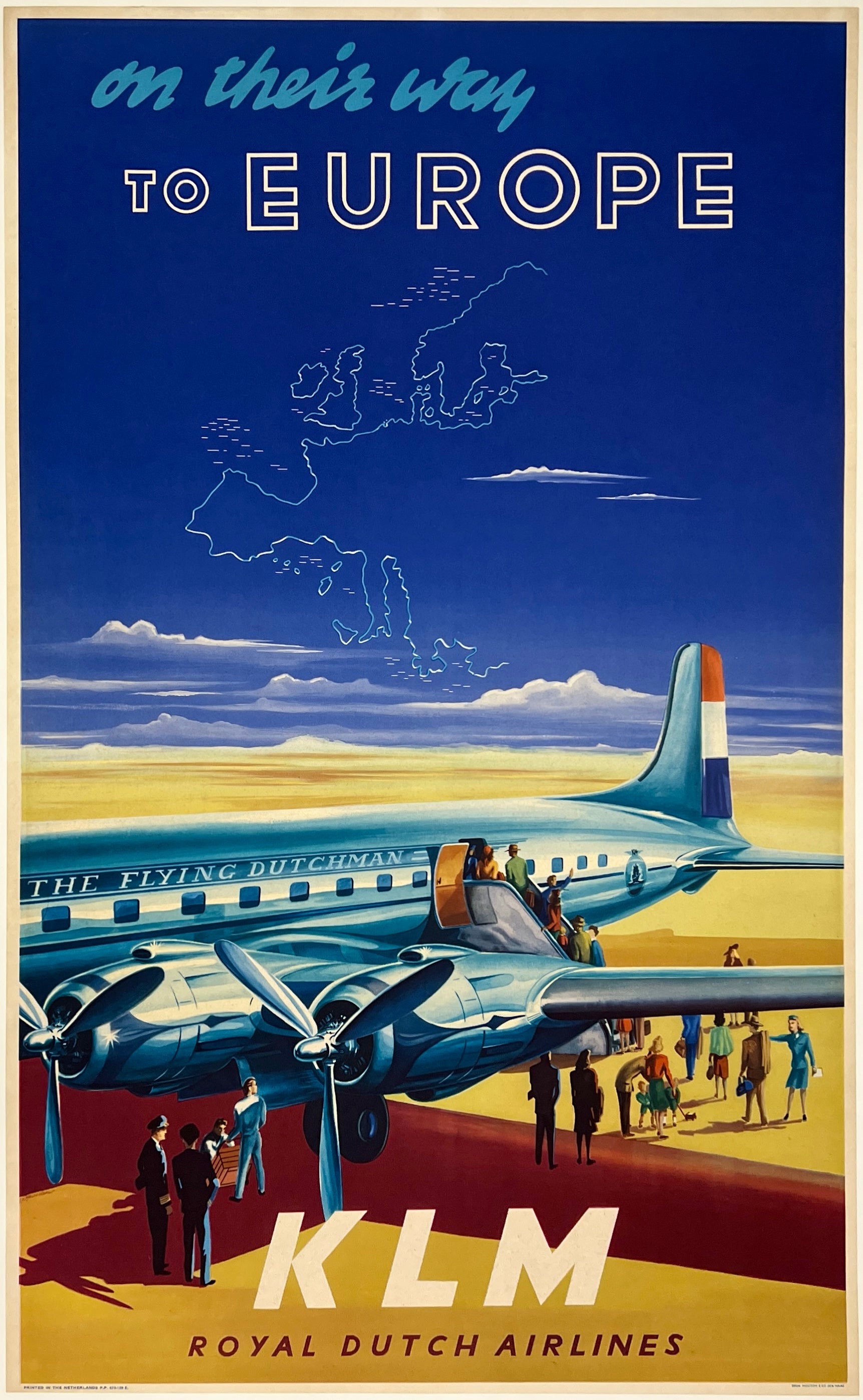 KLM Poster ROYAL DUTCH AIRLINES - ON THEIR WAY TO EUROPE