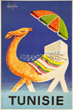 Authentic original vintage TUNISIE Africa linen backed travel and tourism poster plakat affiche circa 1965.