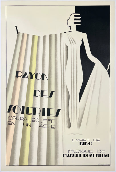 Vintage poster for an opera with a stylized illustration of a woman and text.