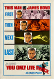 Promotional poster for a James Bond movie with various scenes and images of the character.