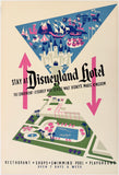 Rare and authentic original vintage STAY AT DISNEYLAND HOTEL linen backed hand-pulled silkscreen Disney attraction poster plakat affiche printed circa 1956.