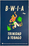 Original vintage BWIA - TRINIDAD & TOBAGO - BRITISH WEST INDIES AIRWAYS British Overseas Airways Corporation linen backed Caribbean travel and tourism silkscreen poster plakat affiche, circa 1960s.