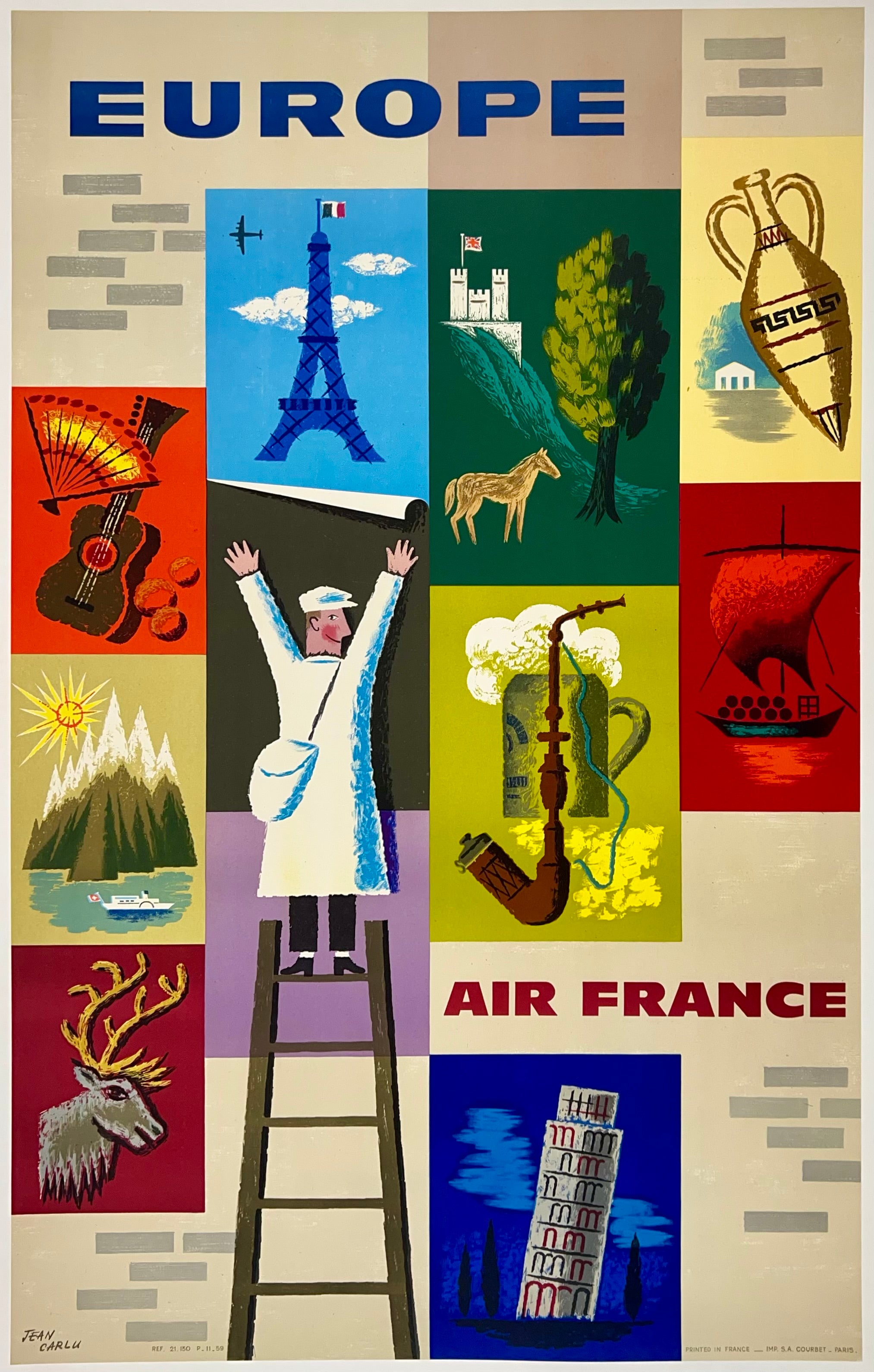 AIR FRANCE Poster EUROPE – CHICAGO VINTAGE POSTERS