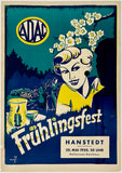 A vintage-style advertising poster for the ADAC Frühlingsfest in Hansted, dated 20. Mai 1950.