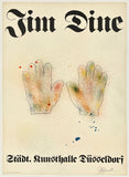 Original vintage JIM DINE - HANDS - STÄDTISCHE KUNSTHALLE DÜSSELDORF linen backed art exhibition poster plakat affiche printed circa 1971.