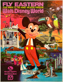 Vintage advertisement for Walt Disney World featuring Mickey Mouse and colorful graphics.